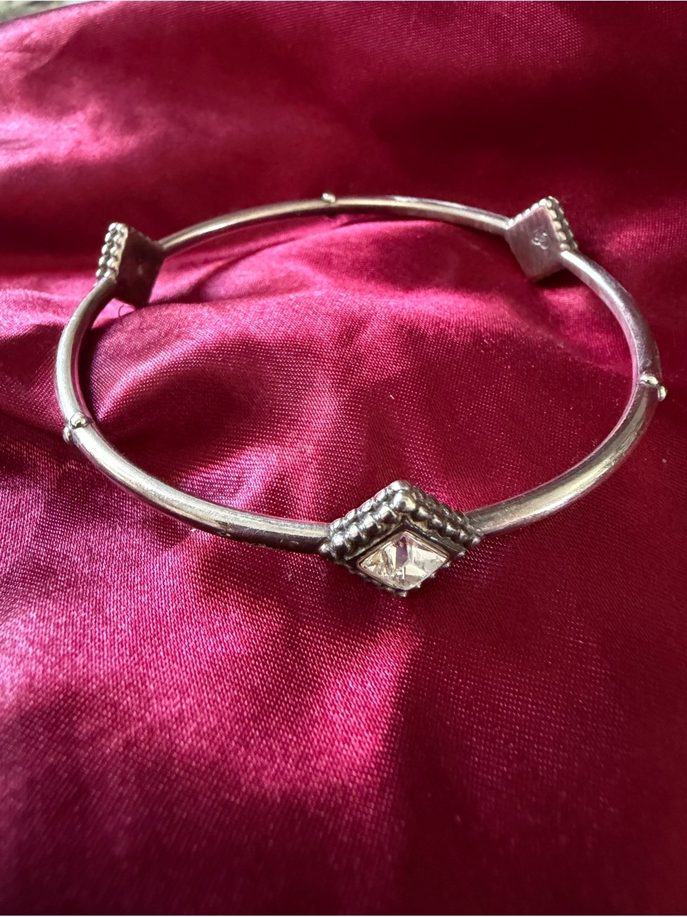 Brighton silver -Tone Square Crystal Bangle Bracelet